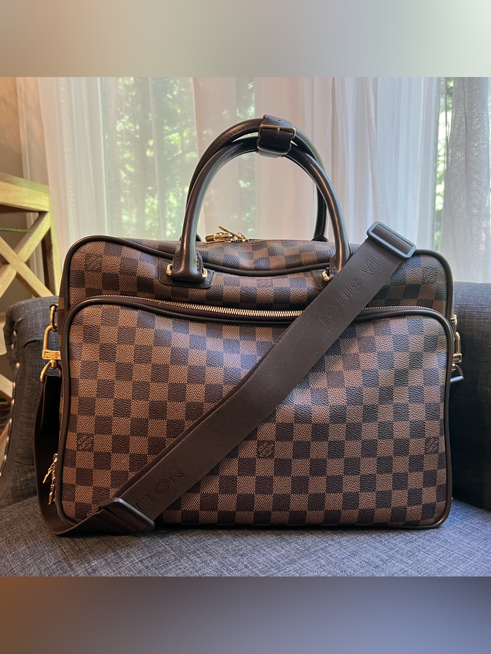 Louis Vuitton Brown Damier Travel Icare Laptop Bag with Shoulder Strap